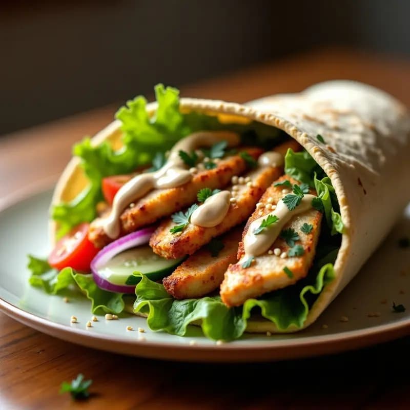 Shawarma de Pollo con Tahini: Receta árabe en Wrap para Comer en la Calle