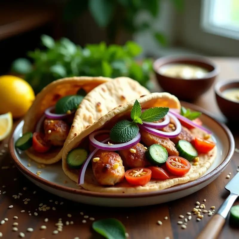 Shawarma de Pollo al Yogur y Zaatar: Receta Libanesa en Olla Lenta con Pan de Pita