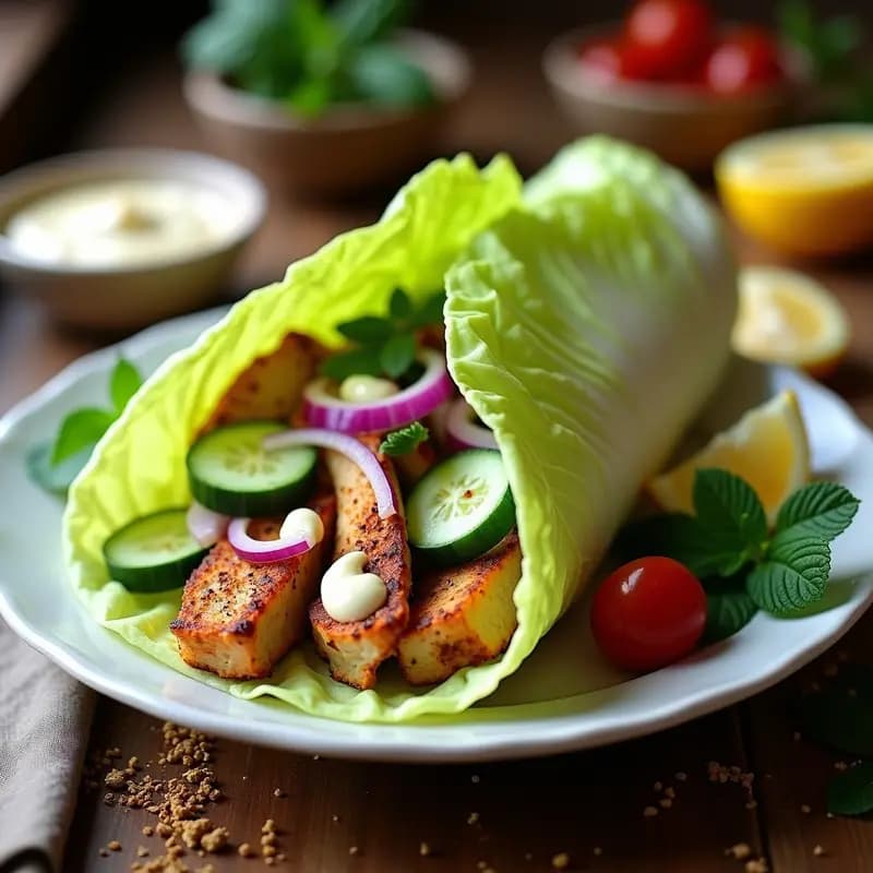 Shawarma de Pollo con Especias Za'atar en Wrap de Col: Receta Árabe Keto y Sin Gluten