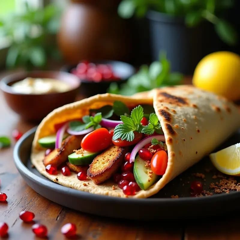Shawarma de Seitan al Estilo Libanés: Receta Vegana con Salsa de Tahini en Pan Pita