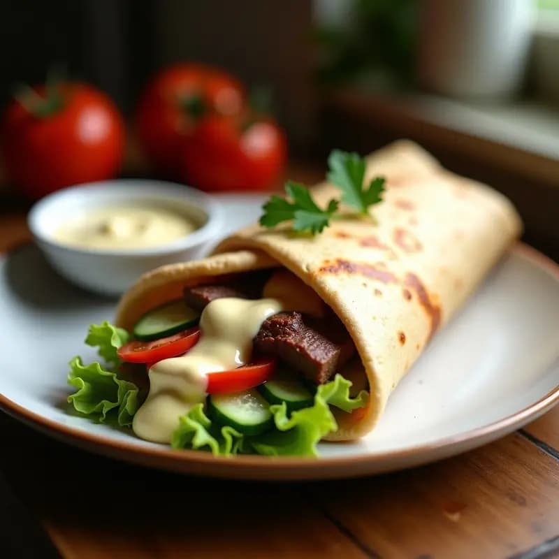 Shawarma de Ternera con Pan de Pita y Salsa de Ajo: Receta Siriana para Tupper en 20 Minutos