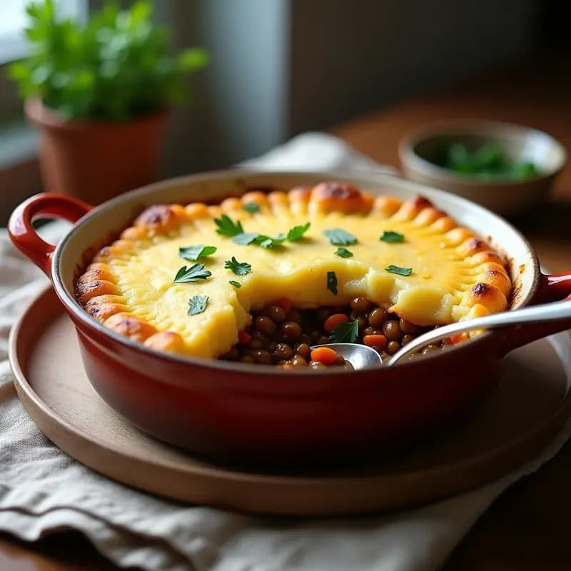 Shepherd’s Pie de Lentejas y Puré de Coliflor: Receta Británica Vegana y Sin Gluten