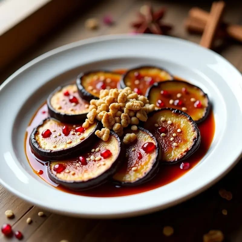 Shirini Berenjena Iraní con Sirope de Granada y Nueces: Postre Persa Vegano y Sin Gluten