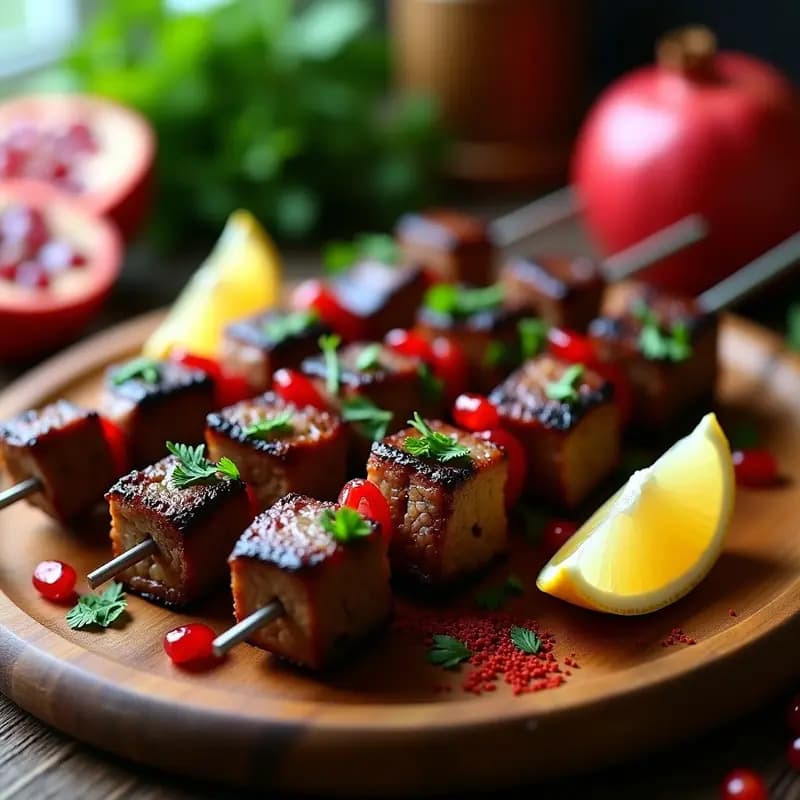 K خواهد Shish Kebab de Cordero con Granadas: Brochetas Iraníes Picantes y Aromáticas