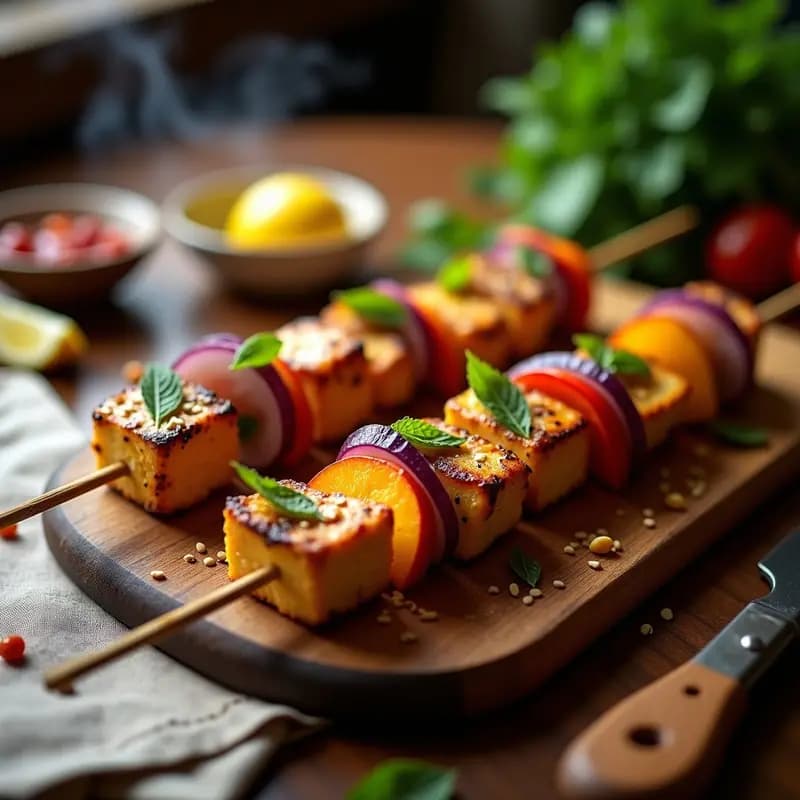 Shish Kebabs de Pollo y Melocotón: Brochetas Persas Dulce-Saladas en Grill