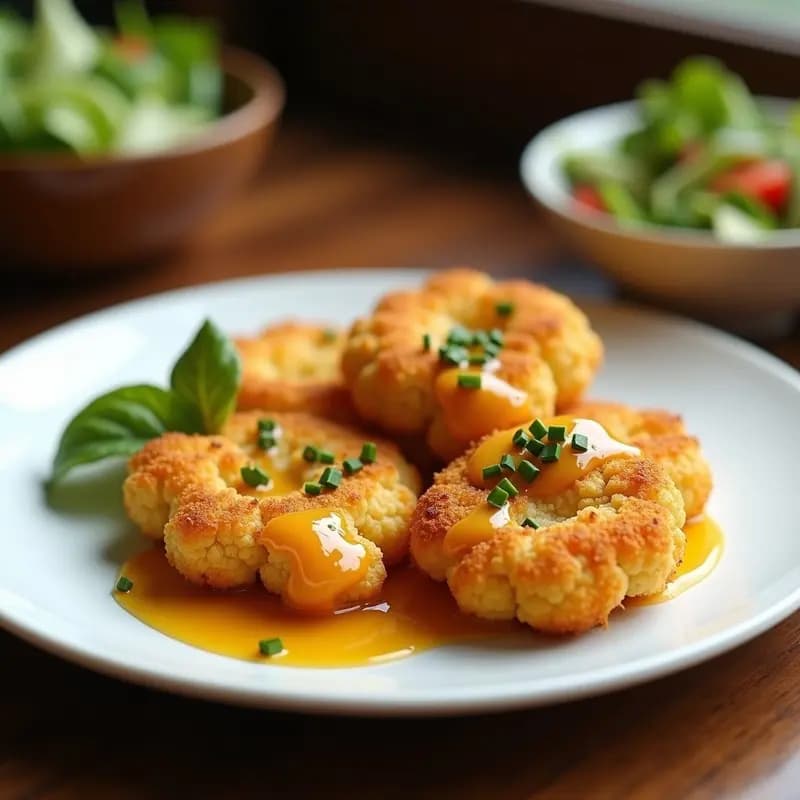 Shnitzel de Coliflor con Salsa de Mostaza y Miel: Receta Alemana Keto en Airfryer