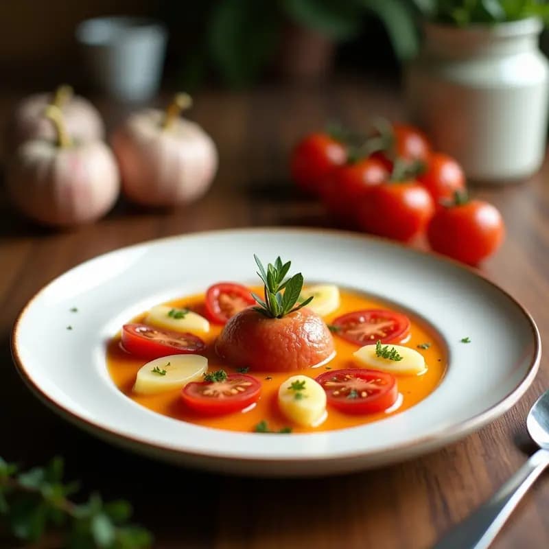 Shot de Gazpacho de Tomate y Melón con Crujiente de Jamón: Entrante Español Veraniego