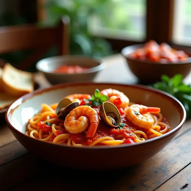 Shrimp Fra Diavolo con Pasta de Lentejas: Receta Italiana Picante y Alta en Proteína