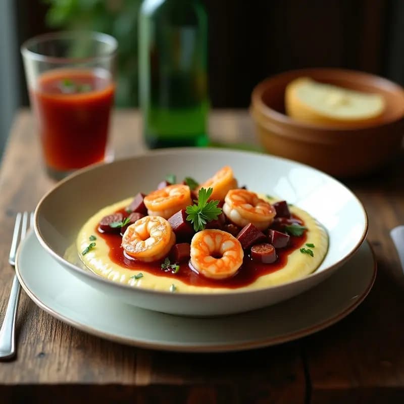 Shrimp and Grits con Salsa de Andouille: Receta Sureña Americana en 30 Minutos