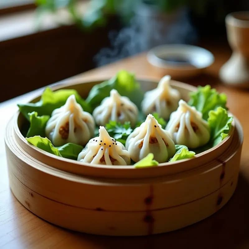 Shu Mai de Champiñones Portobello y Castañas de Agua: Receta China Vegana al Vapor