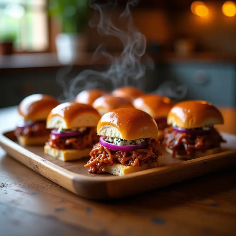 Sliders de Pulled Pork con Queso Azul y Salsa Barbacoa Picante: Mini Hamburguesas Explosivas