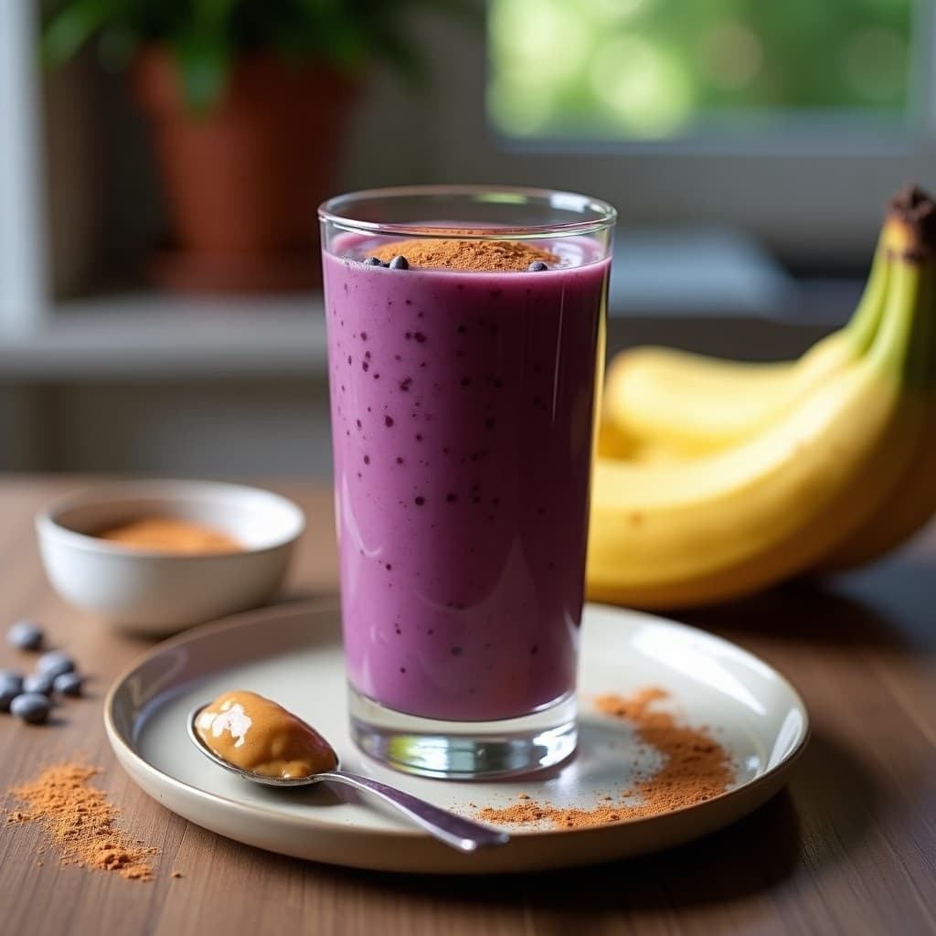 Smoothie de Açaí, Banana y Mantequilla de Almendras: Desayuno Vegano y Energético