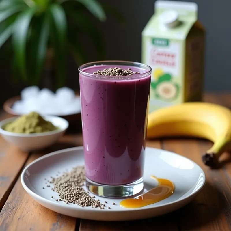 Smoothie de Açaí y Moringa con Leche de Anacardos: Bebida Brasileña Energizante