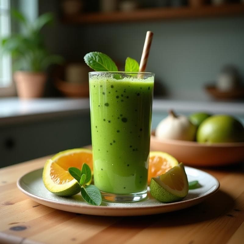 Smoothie de Acerola y Espirulina con Agua de Coco: Bebida brasileña Antioxidante en 5 Minutos