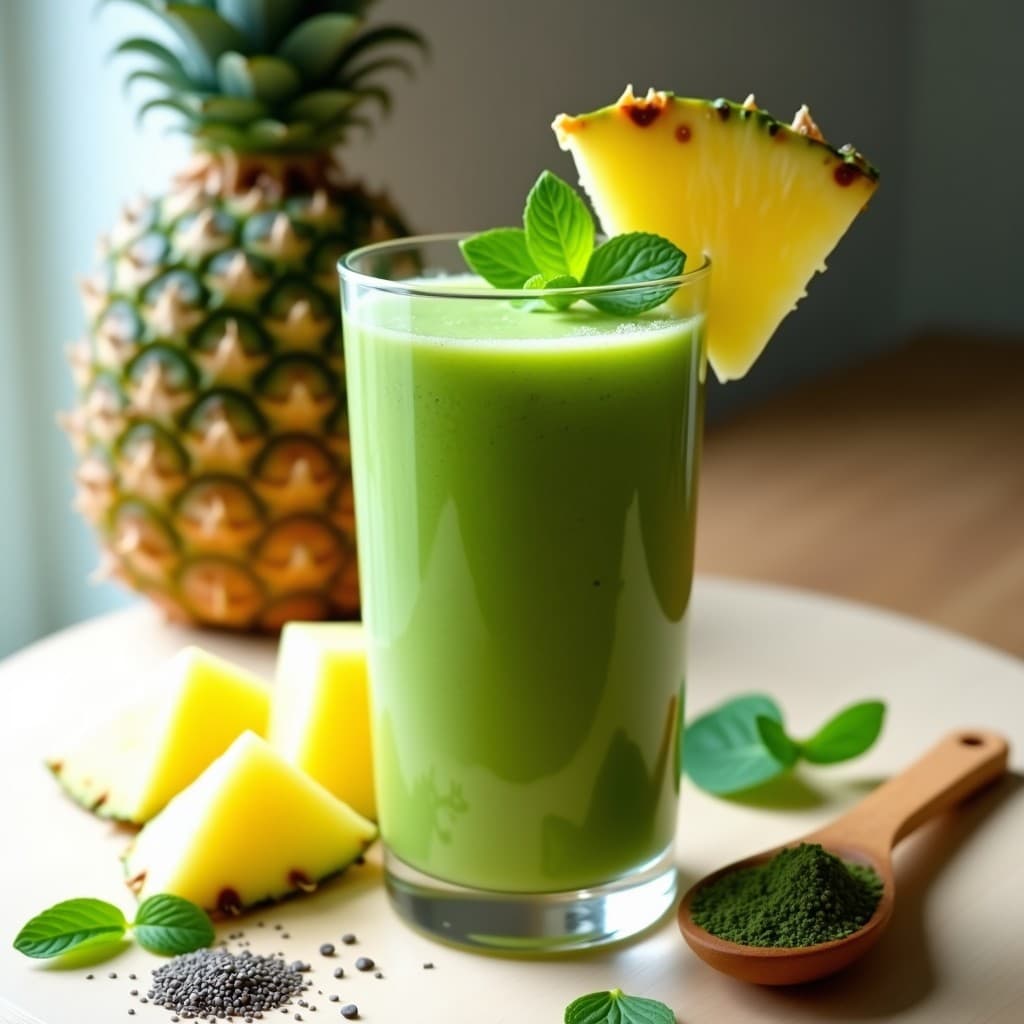 Smoothie de Alga Chlorella y Piña: Bebida Detox Rica en Clorofila en 3 Minutos