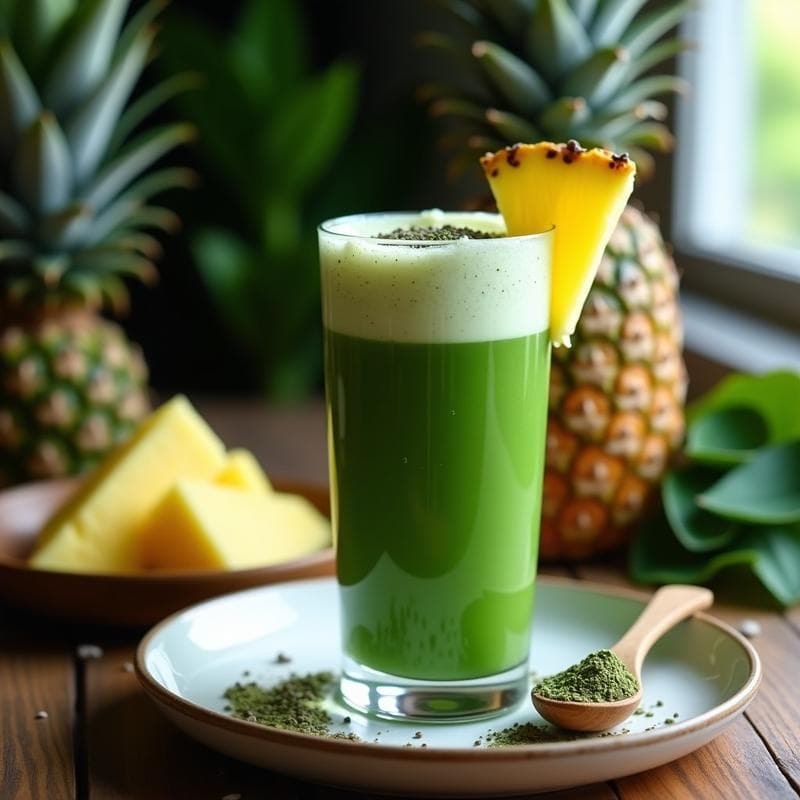 Smoothie de Alga Spirulina y Piña con Jengibre: Bebida Energética Antiinflamatoria