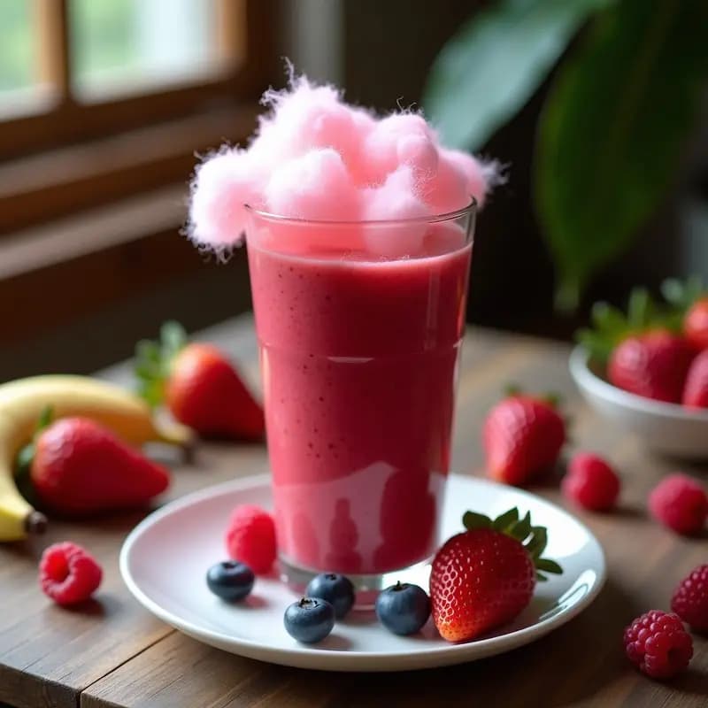 Smoothie de Algodón de Azúcar y Frutos Rojos: Bebida Vegana Sin Azúcar para Niños