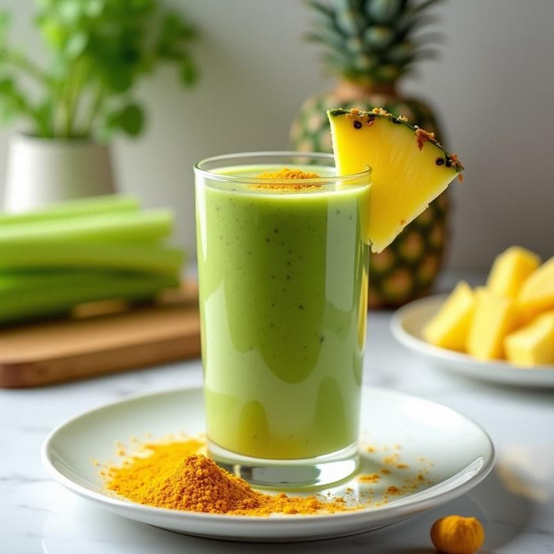 Smoothie Verde de Apio, Piña y Cúrcuma: Bebida Antiinflamatoria en 5 Minutos