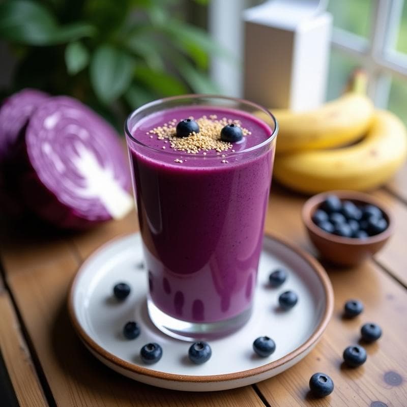 Smoothie Morado de Arándanos y Col Morada: Bebida Antioxidante y Detox en 5 Minutos