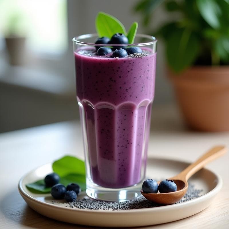 Smoothie de Arándanos y Espinacas con Proteína de Guisante: Desayuno Keto y Alto en Antioxidantes