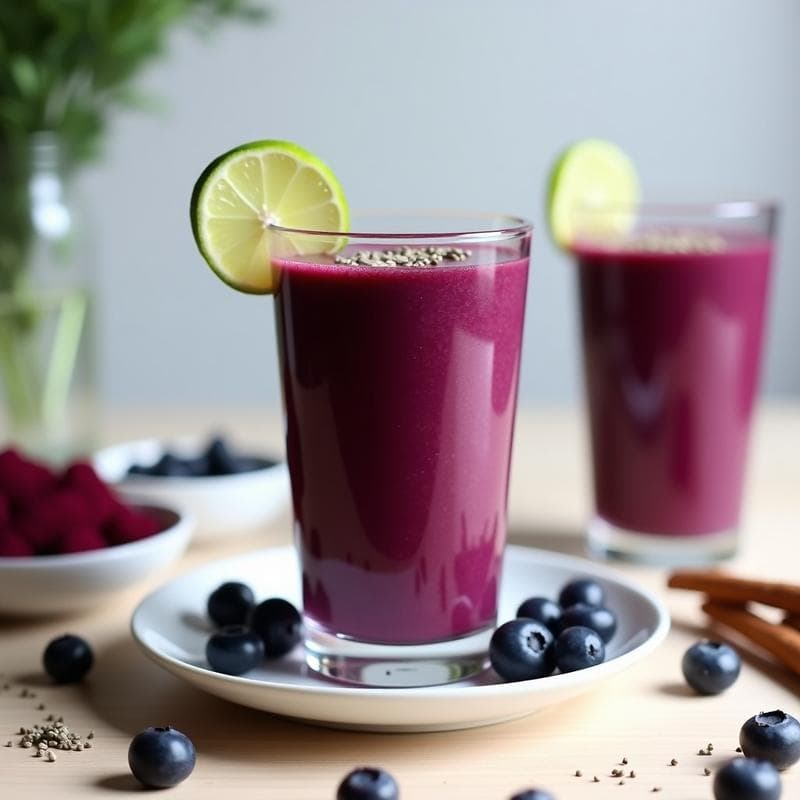 Smoothie Morado de Arándanos, Remolacha y Semillas de Cáñamo: Bebida Antioxidante y Antiinflamatoria