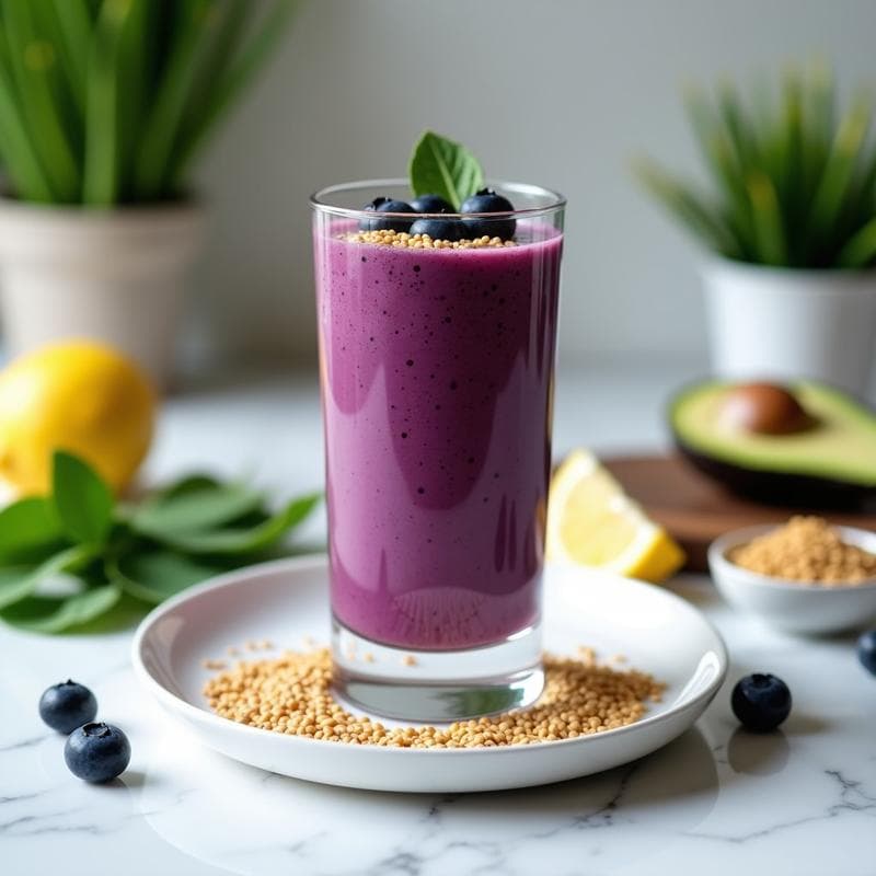 Smoothie Morado de Arándanos y Semillas de Lino: Bebida Desintoxicante y Keto