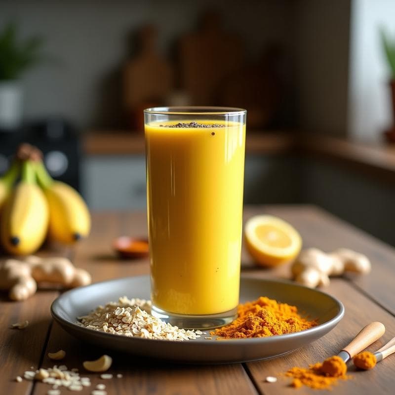 Smoothie de Avena y Cúrcuma con Leche de Anacardos: Bebida Antiinflamatoria para el Desayuno