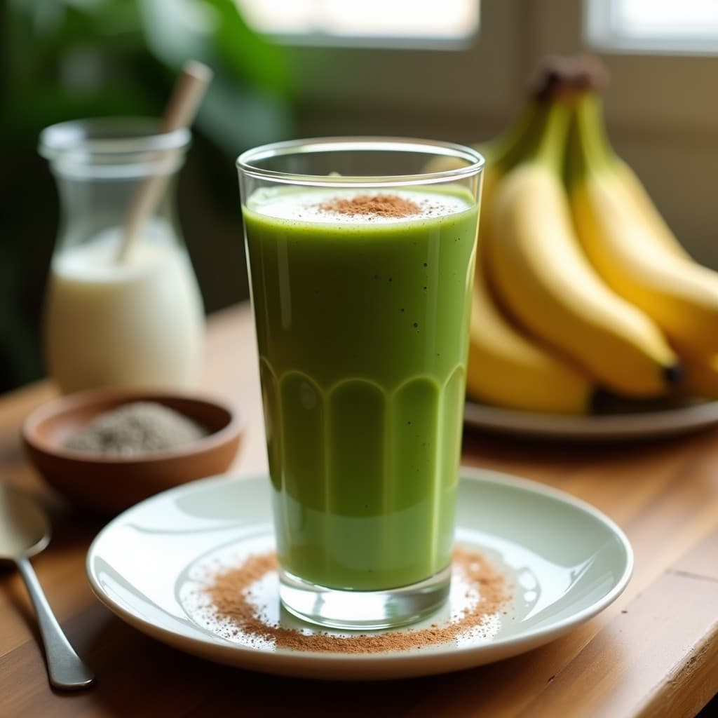 Smoothie de Banana y Spirulina con Leche de Cáñamo: Batido Energético verde Superfood