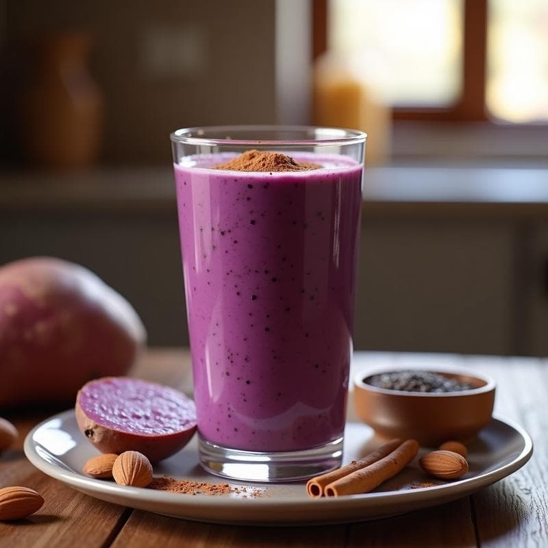Smoothie Morado de Batata Asada y Canela: Bebida Reconfortante y Alta en Fibra
