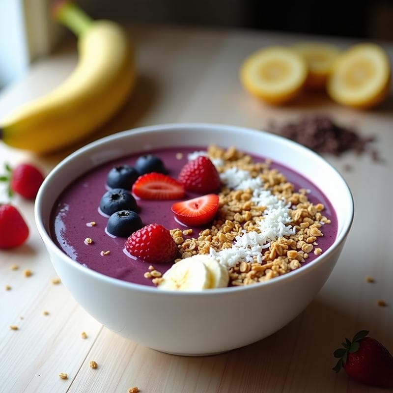 Smoothie Bowl de Açaí y Banano: Receta Energética Rápida para Desayunos Saludables