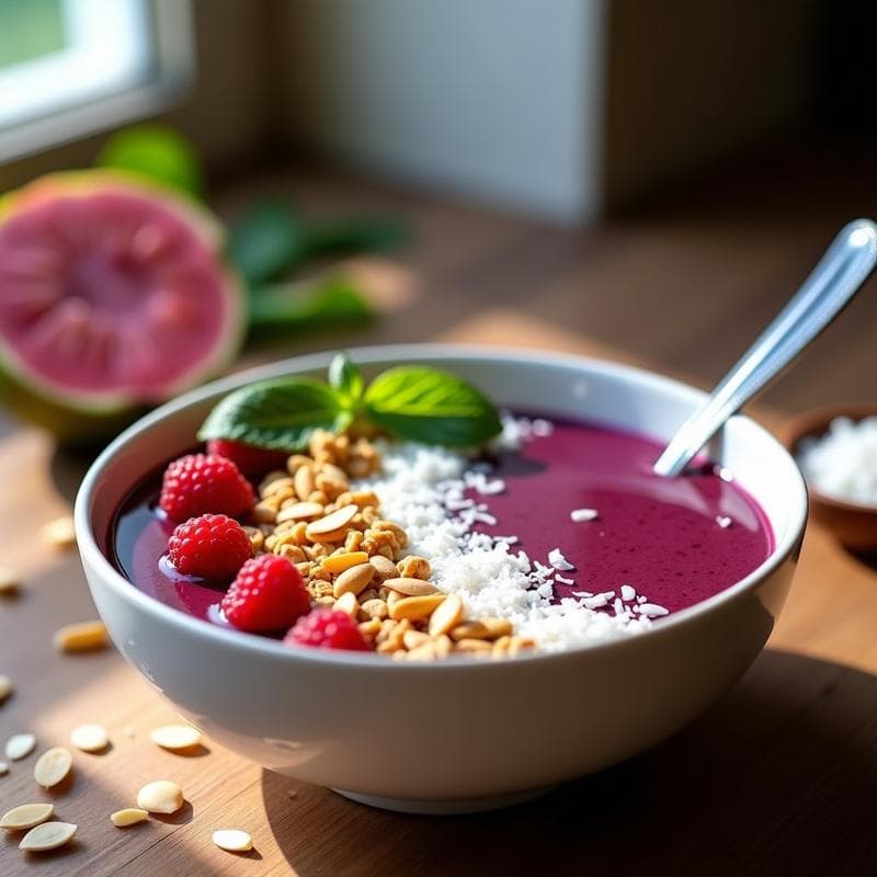 Smoothie Bowl de Açaí y Guayaba: Desayuno Brasileño Alto en Antioxidantes