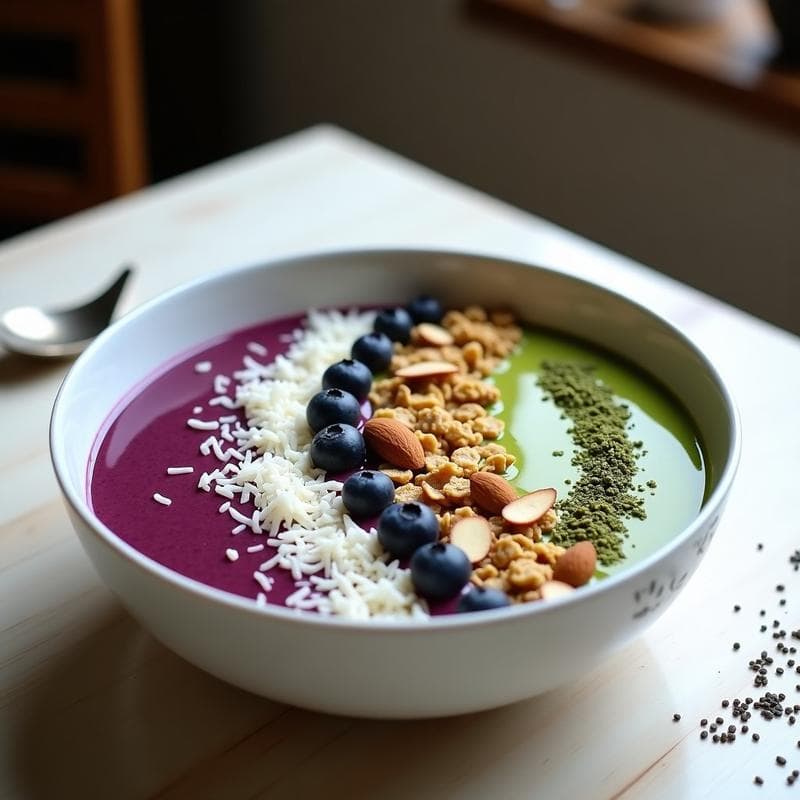 Smoothie Bowl de Açaí y Matcha: Receta Energizante y Sin Azúcar en 10 Minutos