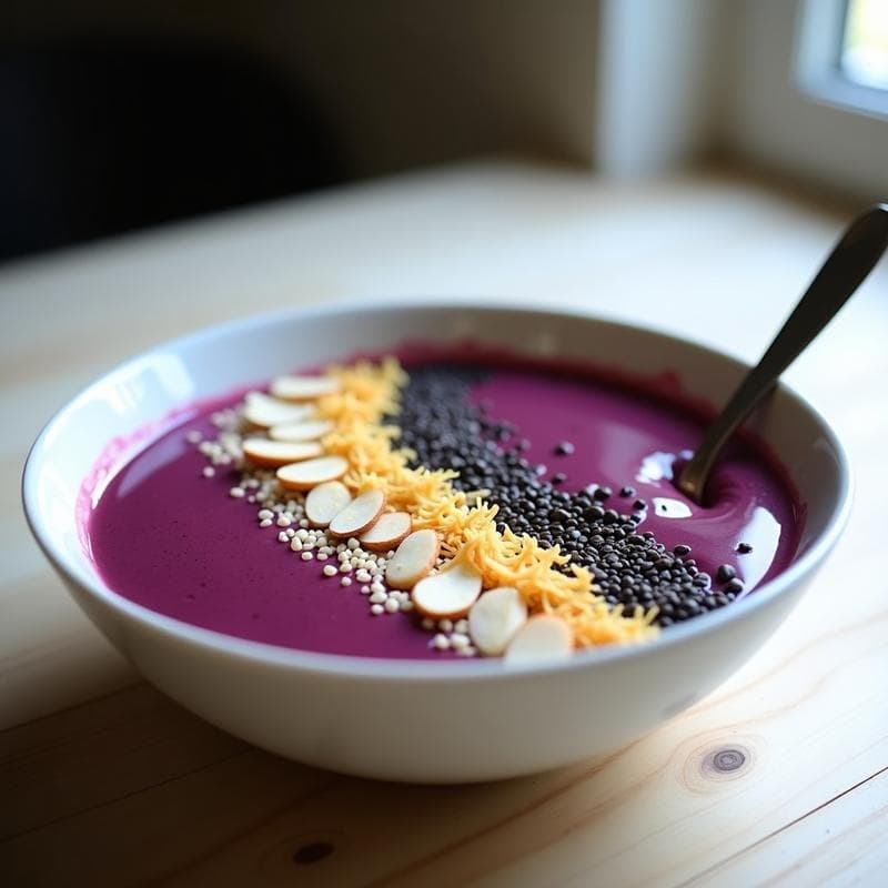 Smoothie Bowl de Açaí Morada: Receta Keto Antiinflamatoria con Toppings Crujientes