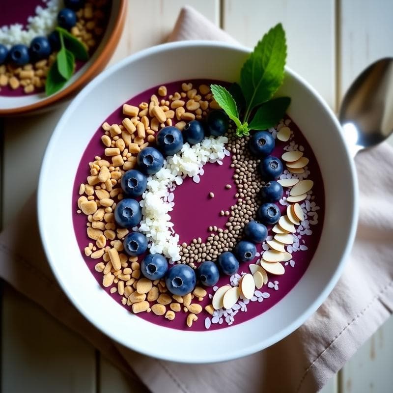 Smoothie Bowl de Açaí y Moringa: Desayuno Detox con Toppings Antioxidantes