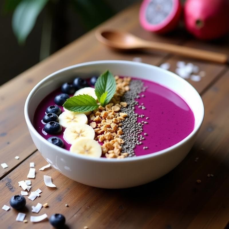 Smoothie Bowl de Açai y Pitahaya: Receta Superfoods Antiinflamatoria en 10 Minutos