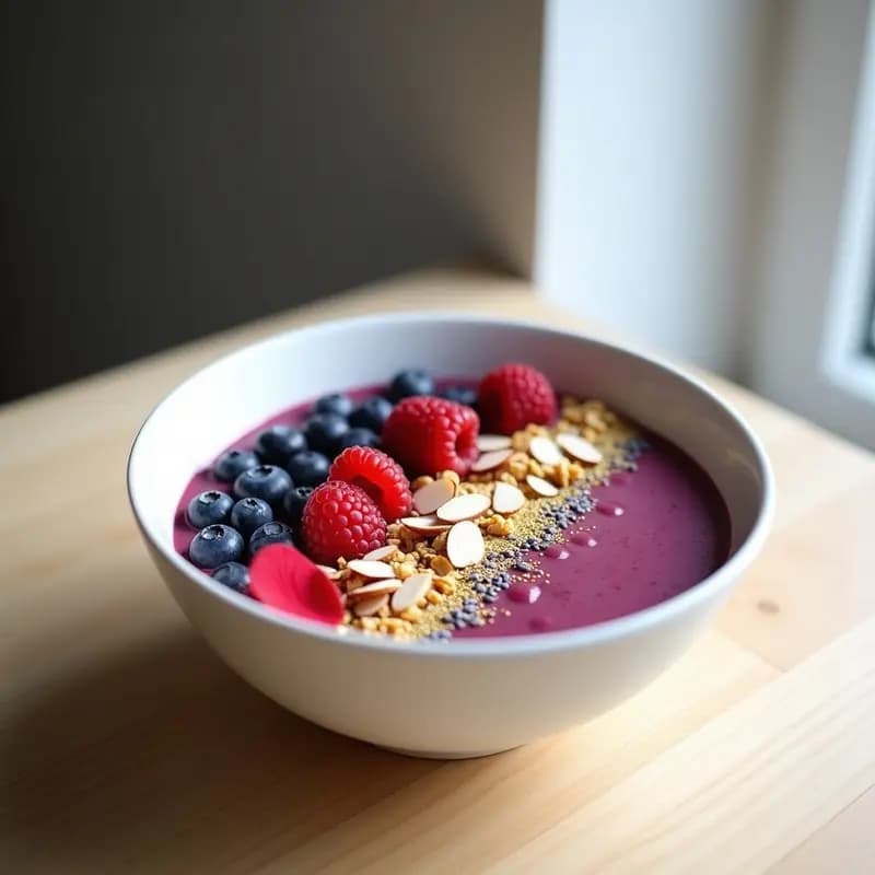 Smoothie Bowl de Açaí con Toppings de Polvo de Oro Comestible: Desayuno de Influencer