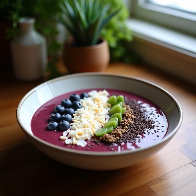Smoothie Bowl de Acerola y Espirulina: Desayuno Antioxidante con Topping de Coco