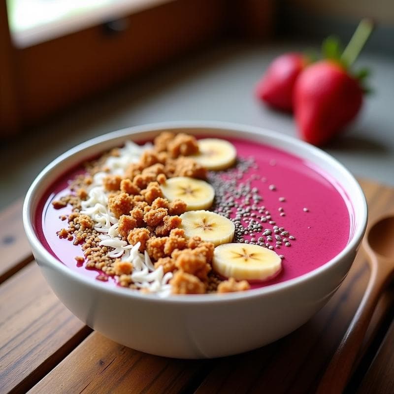 Smoothie Bowl de Acerola y Guaraná con Granola de Quinoa: Desayuno Brasileiro Energético