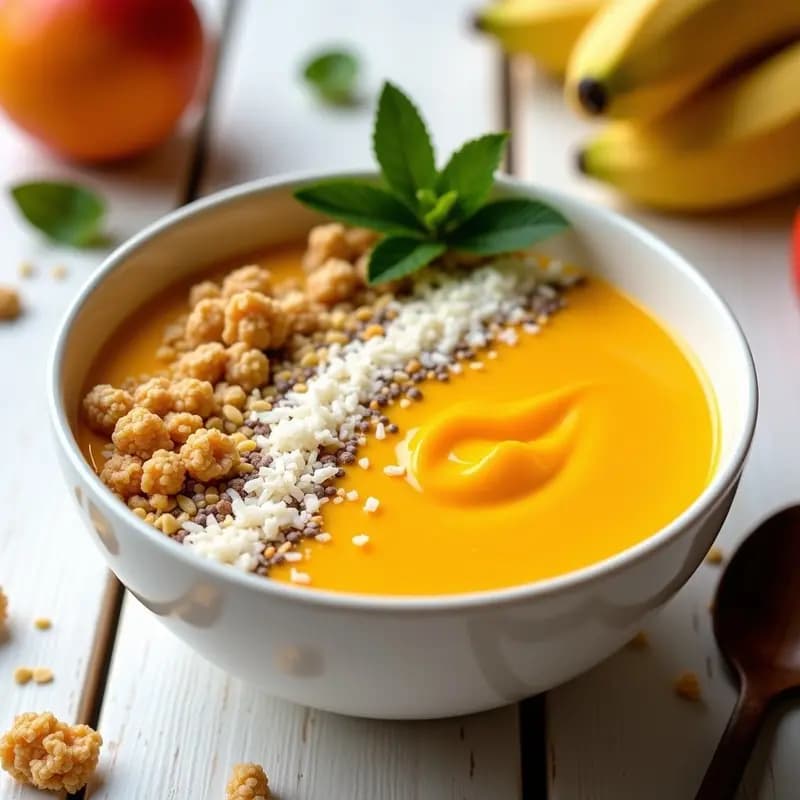 Smoothie Bowl de Aceróla y Mango con Quinoa Inflada: Desayuno Antioxidante y Saciante