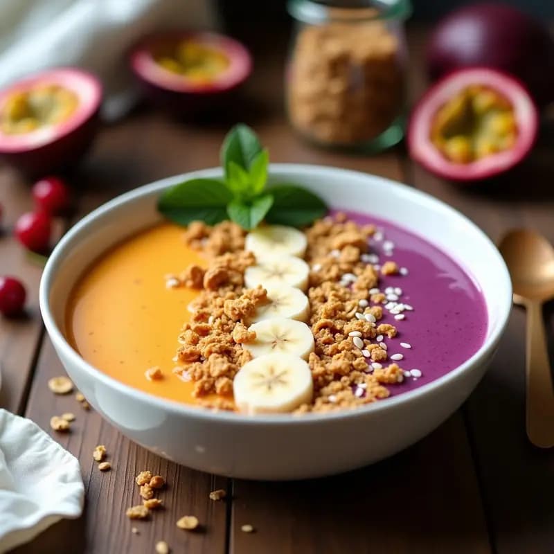 Smoothie Bowl de Acerola y Maracuyá con Granola: Desayuno Brasilero Detox
