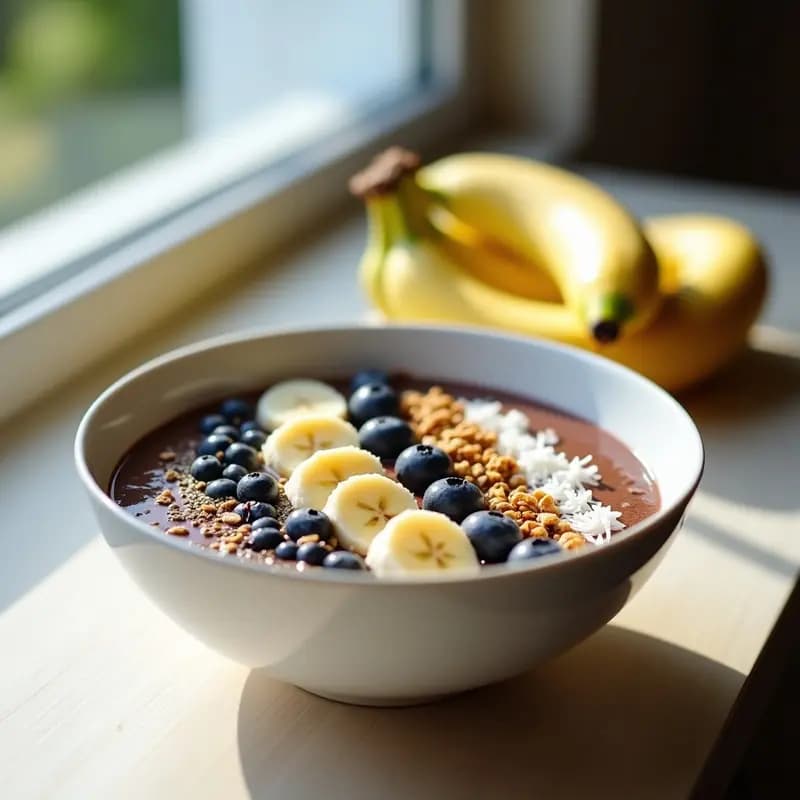 Smoothie Bowl de Cacao y Banano: Receta Proteica y Energética para el Gimnasio