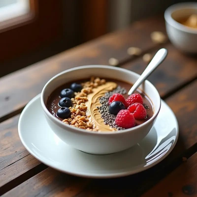 Smoothie Bowl de Chocolate y Avena: Receta Proteica para Desayuno Energético