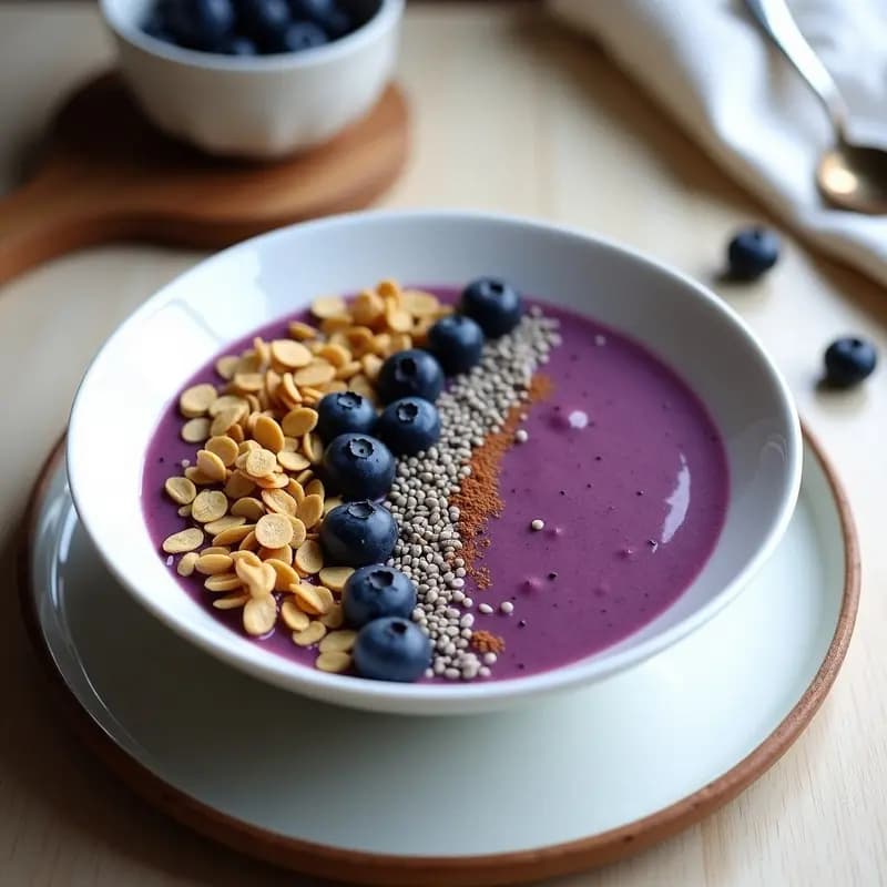 Smoothie Bowl de Cauliflower y Blueberries con Granola de Semillas de Amapola: Desayuno Detox