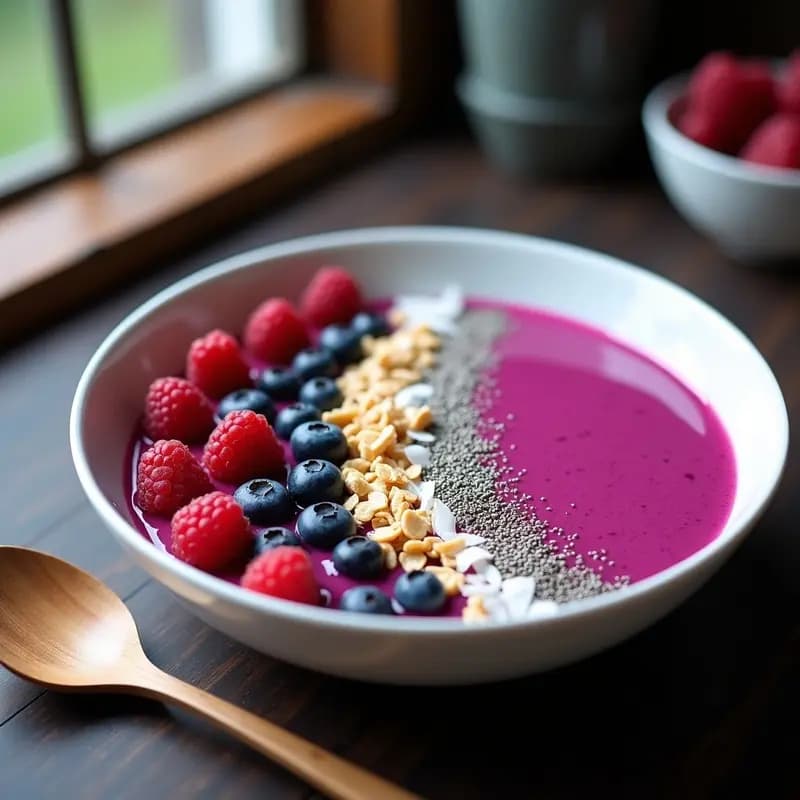 Smoothie Bowl de Dragón con Espirulina y Polvo de Luna (Edible Glitter): Desayuno Mágico