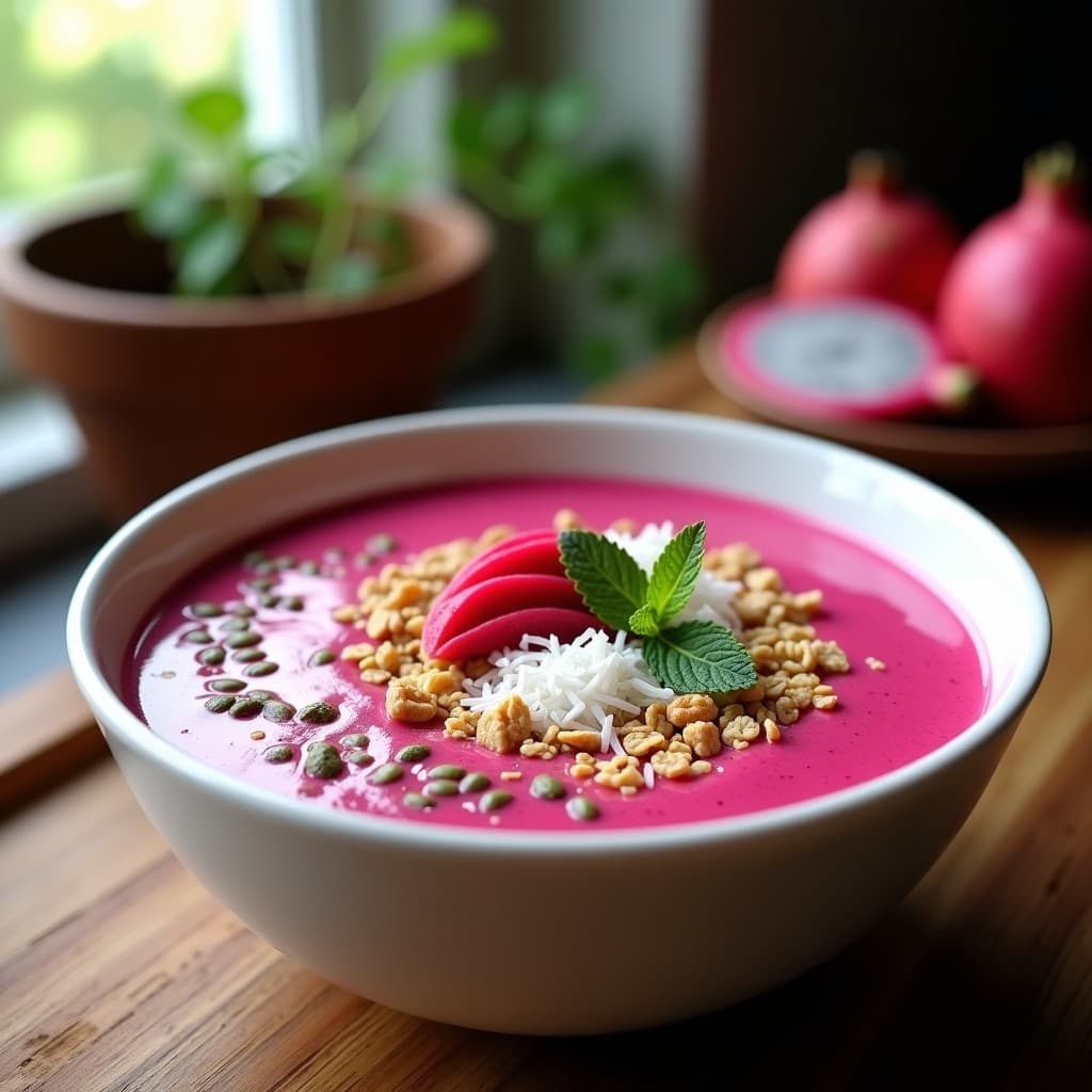 Smoothie Bowl de Dragon Fruit y Chía: Desayuno Mexicano Sin Lácteos