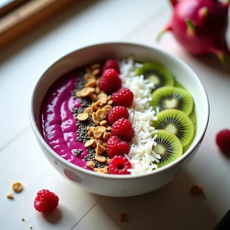 Smoothie Bowl de Pitaya y Kiwi: Receta Alta en Antioxidantes y Energía Matutina