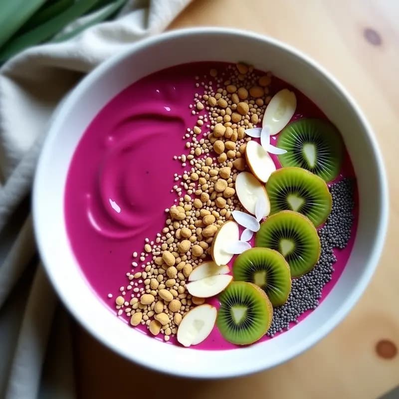Smoothie Bowl de Dragonfruit y Kiwi: Desayuno Australiano Antioxidante y Keto