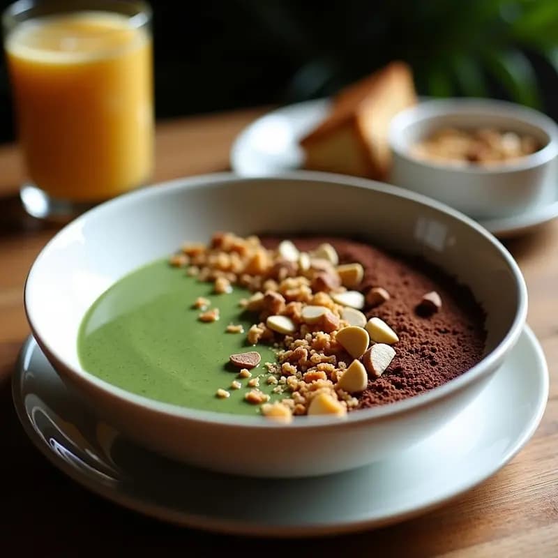 Smoothie Bowl de Espirulina Banana y Cacao: Desayuno Superfood Vegano Sin Azúcar