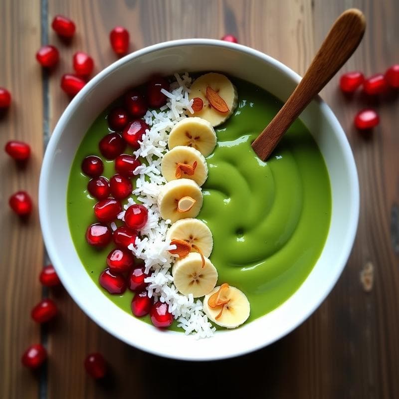 Smoothie Bowl de Espirulina y Plátano: Desayuno Alta en Proteína Vegan y Sin Gluten