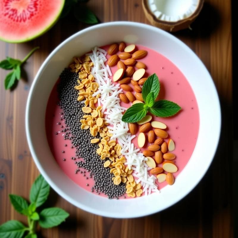 Smoothie Bowl de Guayaba y Chía: Desayuno Tropical y Alto en Fibra